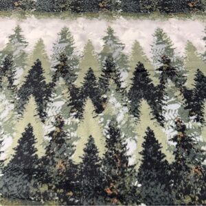 Fabric Fleece Plush Faded Pine Tree Print Almost 2 Yards Midweight Anti-Pill 58”